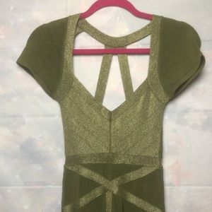 BeBe Golden Green Party Dress